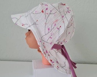 Muslin sun hat with neck protection