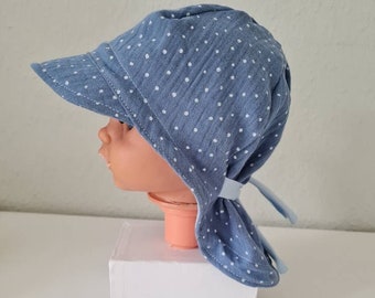 Sun hat made of muslin with neck protection