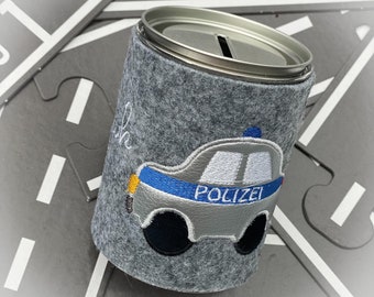 Stoffwittchen - police car money box with name