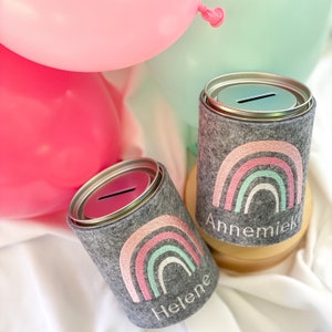 Stoffwittchen - Spardose Regenbogen mit Name