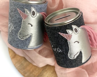 Stoffwittchen - Spardose Einhorn mit Name