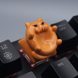 Fat cat Artisan Keycap, Mechanical Keyboard Accessory, Handmade Custom Keycap, Cute Artisan Keycap for Mechanical Keyboard, Gift For Her