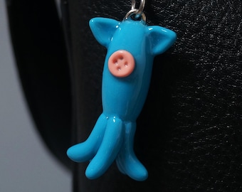 Squid Doll Charm: Handmade Polymer Clay Keychain