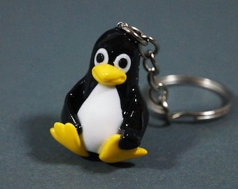 Tux Linux Penguin Keychain: Handmade Polymer Clay Tech Charm