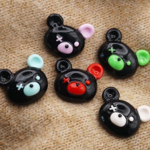 Cute Bear Pin, Handmade Polymer Clay Button for Jackets, Backpacks, Hats & Boards, Pastel Goth pin