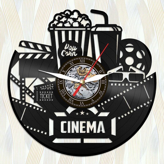 Cinema Wall Clock From Vinyl Record Clock Vinyl Watch Etsy