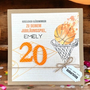 Glückwunschkarte Glückwunsch runder Geburtstag, personalisierbar mit Zahl und Name 18 20 30 40 50 60 70 75 80 85 90 100 Basketball GEB-2421