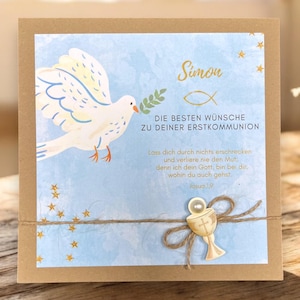 Glückwunschkarte Glückwunsch Karte Kommunion Konfirmation Taufe Jugendweihe Firmung - mit Name personalisierbar KO25-008 Taube