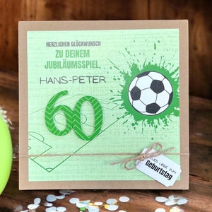 Glückwunschkarte Glückwunsch runder Geburtstag, personalisierbar mit Zahl und Name 18 20 30 40 50 60 70 75 80 85 90 100 Fussball  GEB-2419