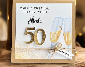 AFIE Glückwunschkarte „Glücksblasen“ – Champagnerflaschen-Form, Goldener Druck, 12x17,5 Cm, Mit Umschlag, Hergestellt In Frankreich