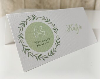 Place Card Name Card Name Tag Communion Confirmation Baptism Confirmation Wreath Rosemary Dove, Fish or Cross Lime Green Light Green