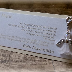 Gastgeschenk Tischkarte Kommunion Konfirmation Taufe Geburtstag Jugendweihe Hochzeit Schutzengel Engel creme beige Bild 1