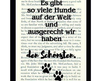 Bedruckte Buchseite Deko Schild Geschenk Spruch Spruch Haustier Hund Hundefreund Freunde - auf Wunsch mit Rahmen