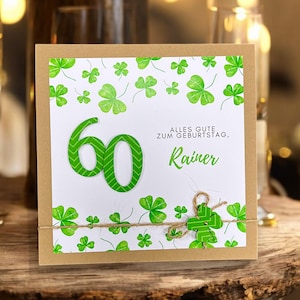 Glückwunschkarte Glückwunsch Karte runder Geburtstag, personalisierbar mit Zahl und Name 30 40 50 60 70 75 80 85 90 100 Glücksklee Glück