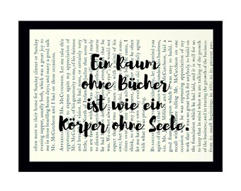 Bedruckte Buchseite Deko Schild Geschenk Spruch Bücherfreund Bücherfreundin Bücher - auf Wunsch mit Rahmen