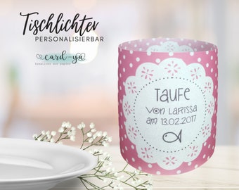 Tischlicht Tischdeko Lichthülle Gastgeschenk Firmung Taufe Jugendweihe Kommunion Konfirmation Geburtstag Punkte rosa rose