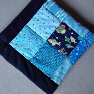 Crawling blanket 120 x 120 cm blanket baby blanket blue cotton blanket patchwork blanket play blanket crawling blanket for boys crawling mat