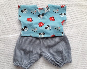 Pants, set for dolls, doll clothing, two-piece, doll pants, shirt, doll shirt for dolls size 40 to 46 cm
