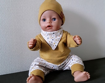 Set for dolls, doll trousers, doll hat, doll shirt, doll set, trousers, hat, T-shirt, scarf, size 30 to 50 cmBaby Born