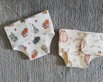 Doll diapers, diapers for dolls, handmade, sizes 35 to 40 and 40 to 43 cm