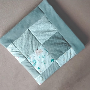 Crawling blanket 120 x 120 cm blanket baby blanket grey cotton blanket patchwork blanket play blanket
