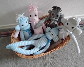 Sockentiere, Affen, Schmusetier, Tiere, Spielen, Kuscheltiere