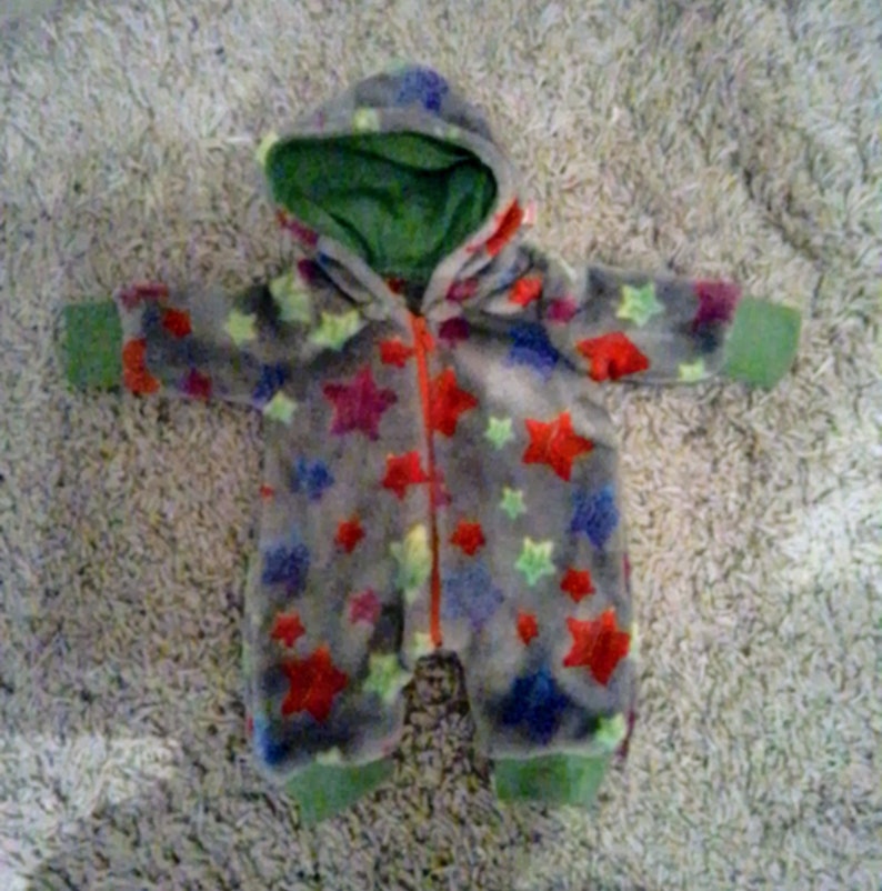 Doll snowsuit, snowsuit for dolls sizes 25 to 50 cm Grau, bunte Sterne