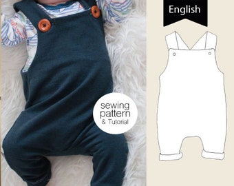 Baby dungarees / romper / sewing pattern instant download