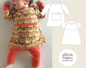 Baby-Basic-Dress Schnittmuster Babykleid aus Jersey / 2 Varianten / PDF