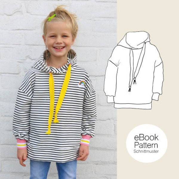 Boxy-Sweater Kids / Hoodie Schnittmuster und Nähanleitung / PDF Download