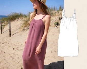Ibiza Top & Dress Women z muślinu Sukienka muślinowa / Wzór do szycia w formacie PDF
