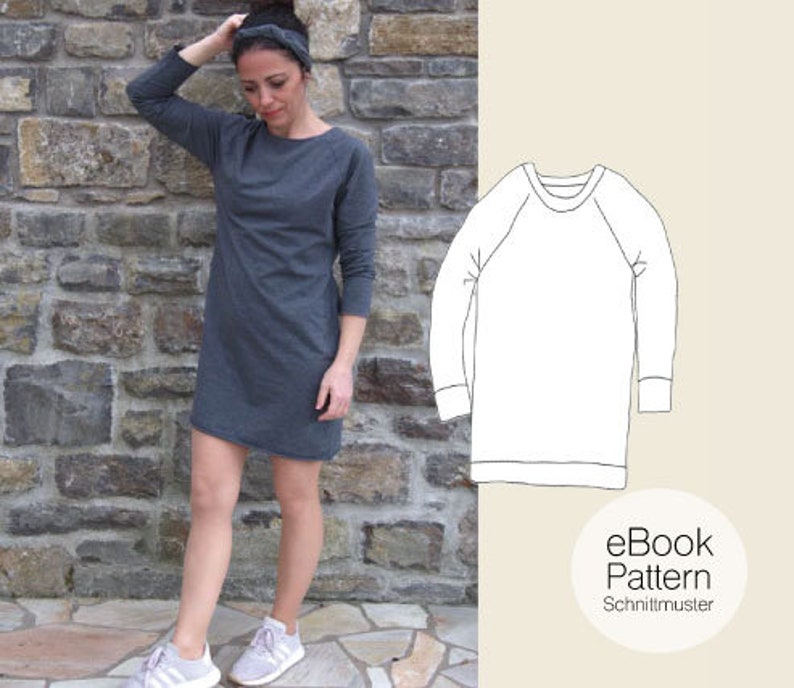Every-Day-Dress Women / Sweat dress with & without hood / Sewing pattern PDF image 1