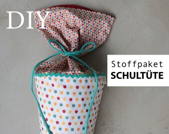 Sewing package "Stoff-SCHULTÜTE natur" all fabrics and ribbons for a school bag cushion incl. pattern / for do-it-yourself