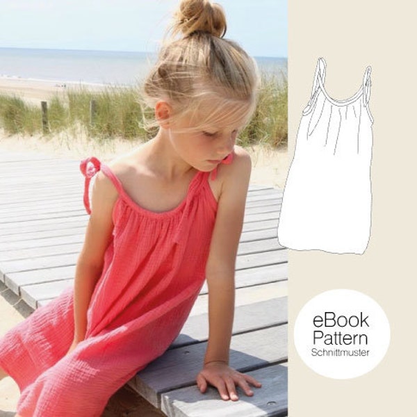 Ibiza Dress Girls / Patron de couture pour une robe à bretelles en mousseline / Téléchargement PDF