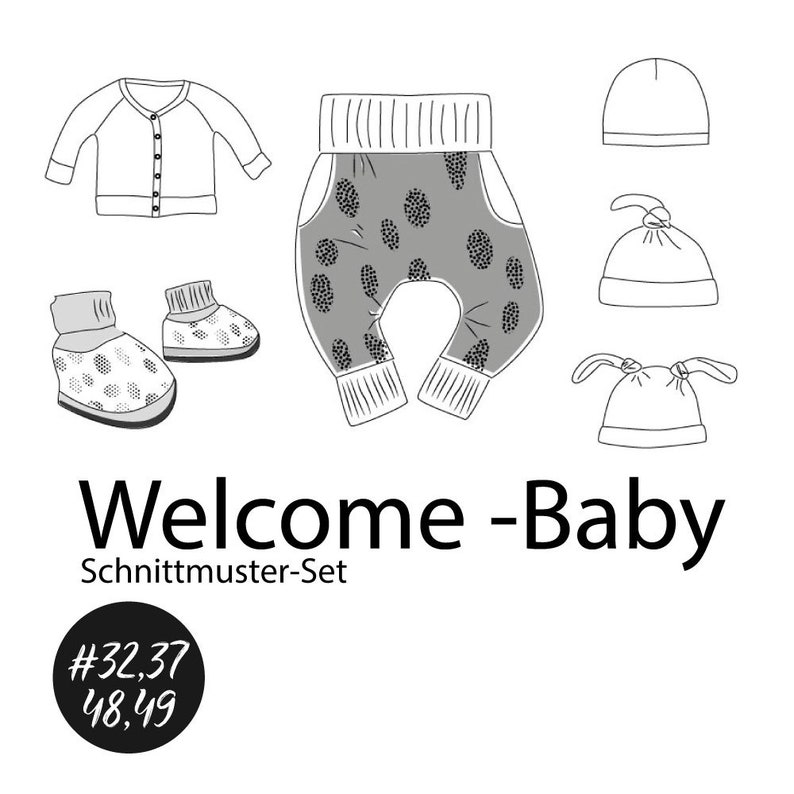 PDF großes eBook Set Welcome Baby 4 Schnittmuster & Nähanleitungen Bild 1