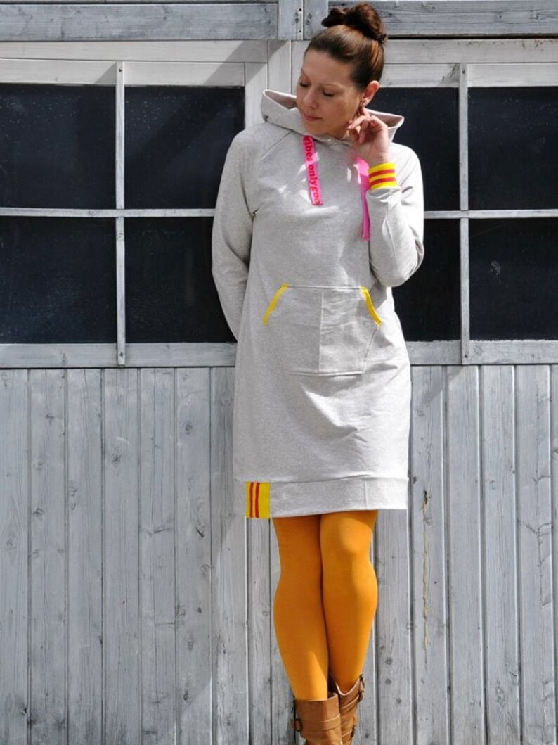 Every-Day-Dress Women / Sweat dress with & without hood / Sewing pattern PDF image 5