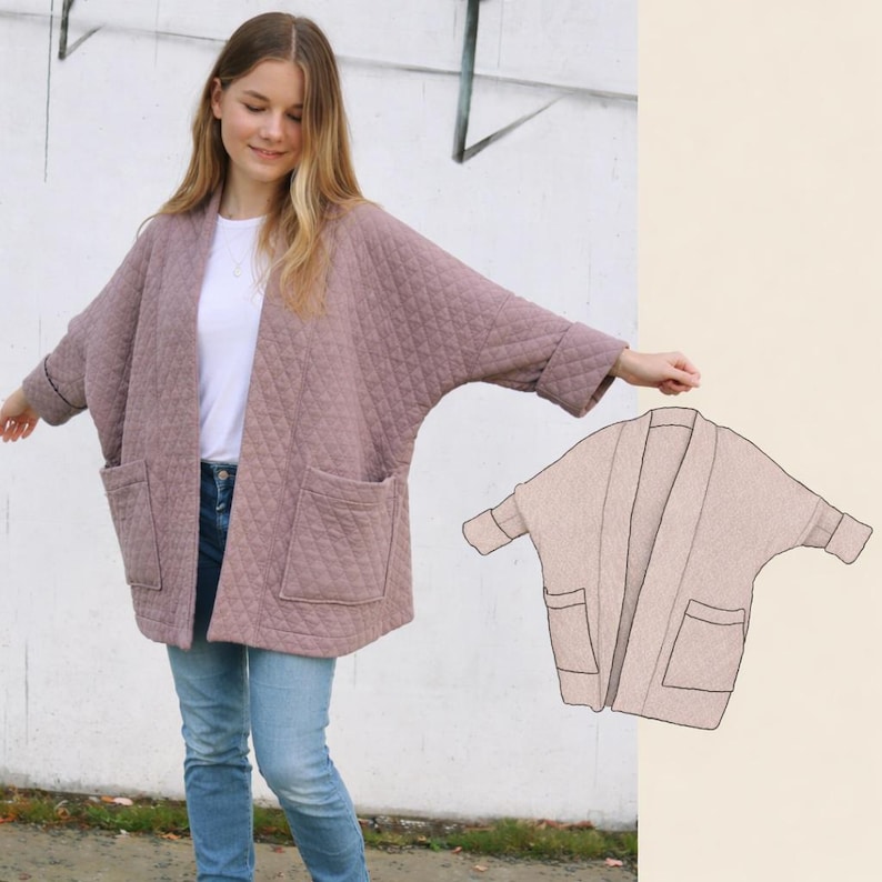 sewing pattern / kimono jacket / eBook for oversized jacket / PDF instant download image 1