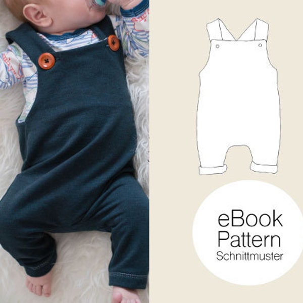 PDF Pattern / "Baby Dungarees" Romper Sewing Pattern and Sewing Instructions / eBook