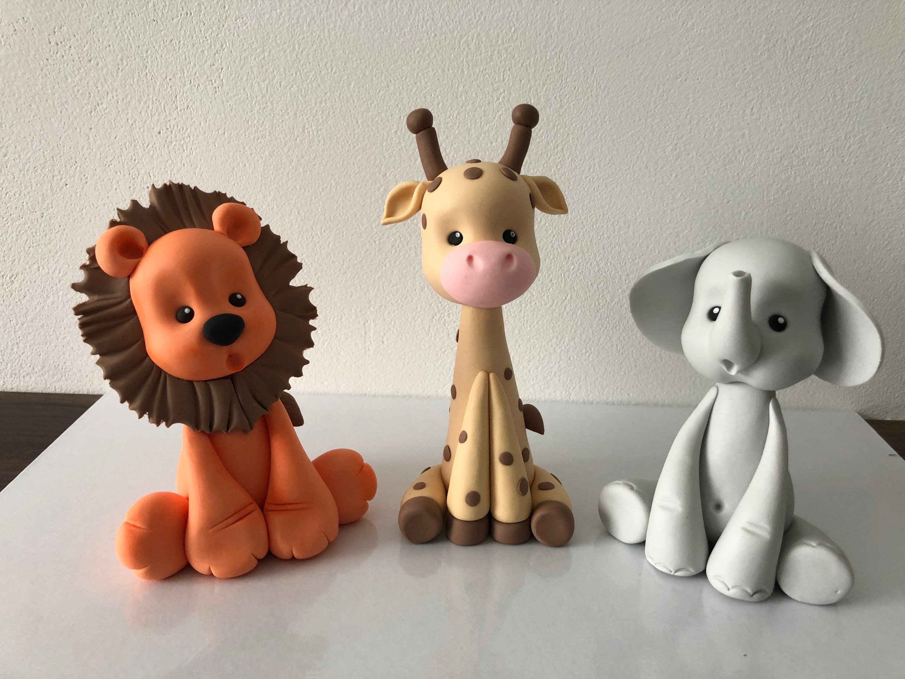 Fondant Figures Cake Decoration Lion Elephant And Giraffe Etsy