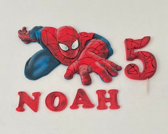 Fondant topper, fondant application Spider-Man, number and name