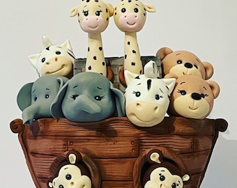 Fondant figures, cake decoration Noah's Ark