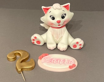 Figurine fondante, décoration gâteau chat Marie