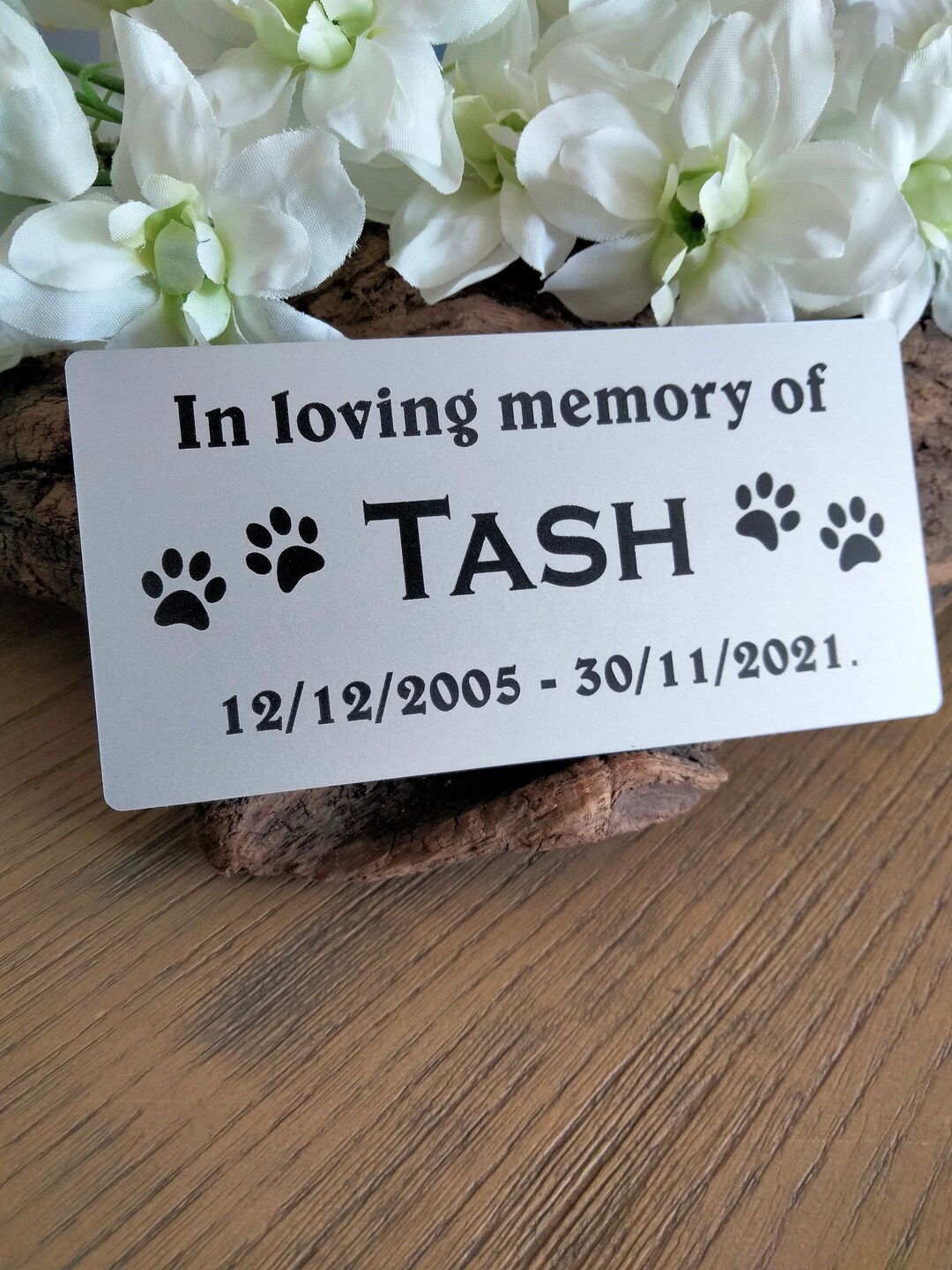 Personalised Pet Memorial Plaque 120 X 60 Mm Silver Effect Not Metal