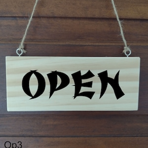 Open Closed Sign double sided Chinese Restaurant sign Black Vinyl wooden plaque Hanging sign shop sign closed