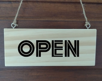Open Closed Sign double sided Retro Restaurant shop sign Black Vinyl wooden plaque Hanging sign shop sign closed