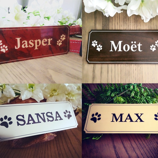Adhesive Pet Name Plaque Sign Kennel guard dogs sign adhesive Brown / White Custom Sign Plaque Indoor / Outdoor