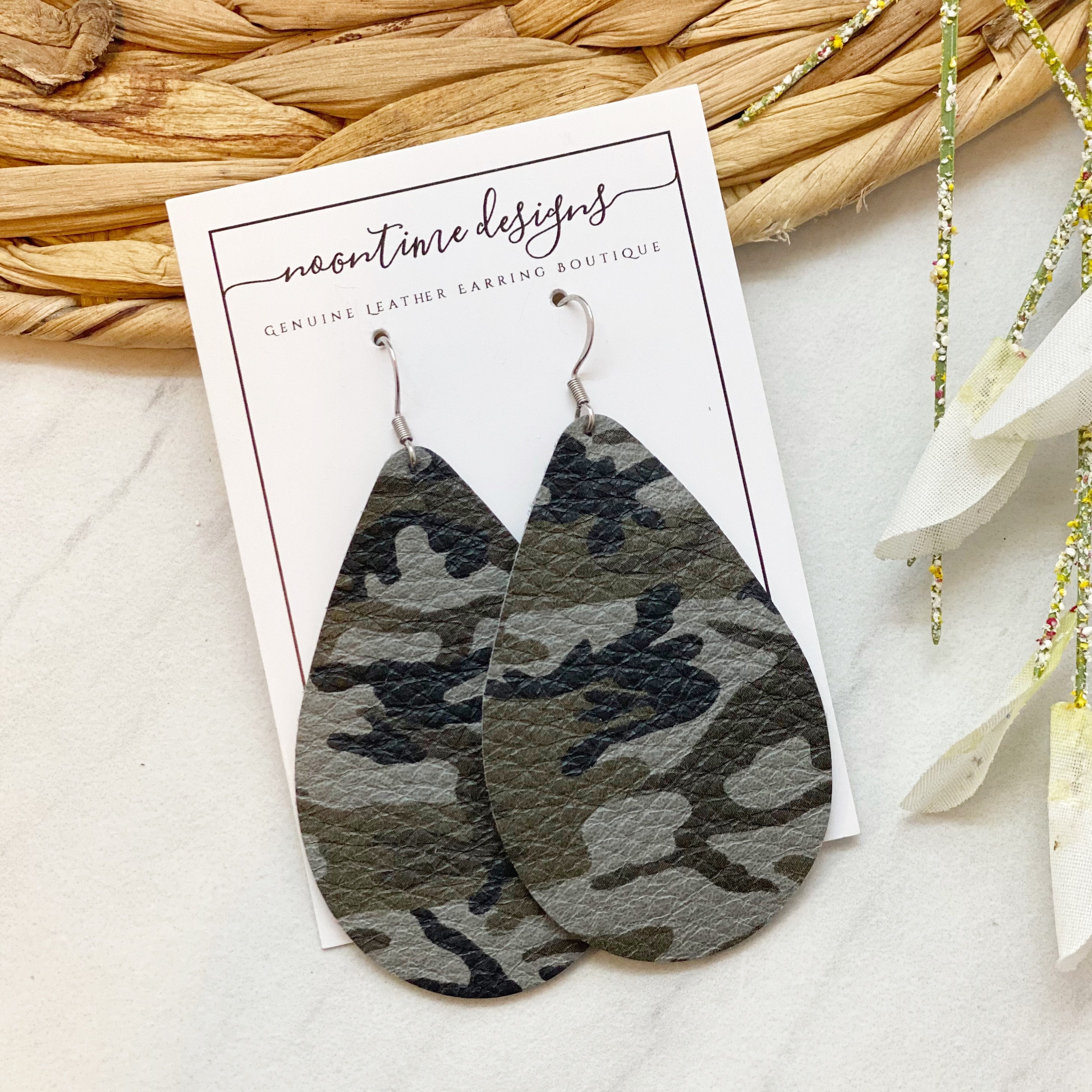 Camo cheap leather earrings