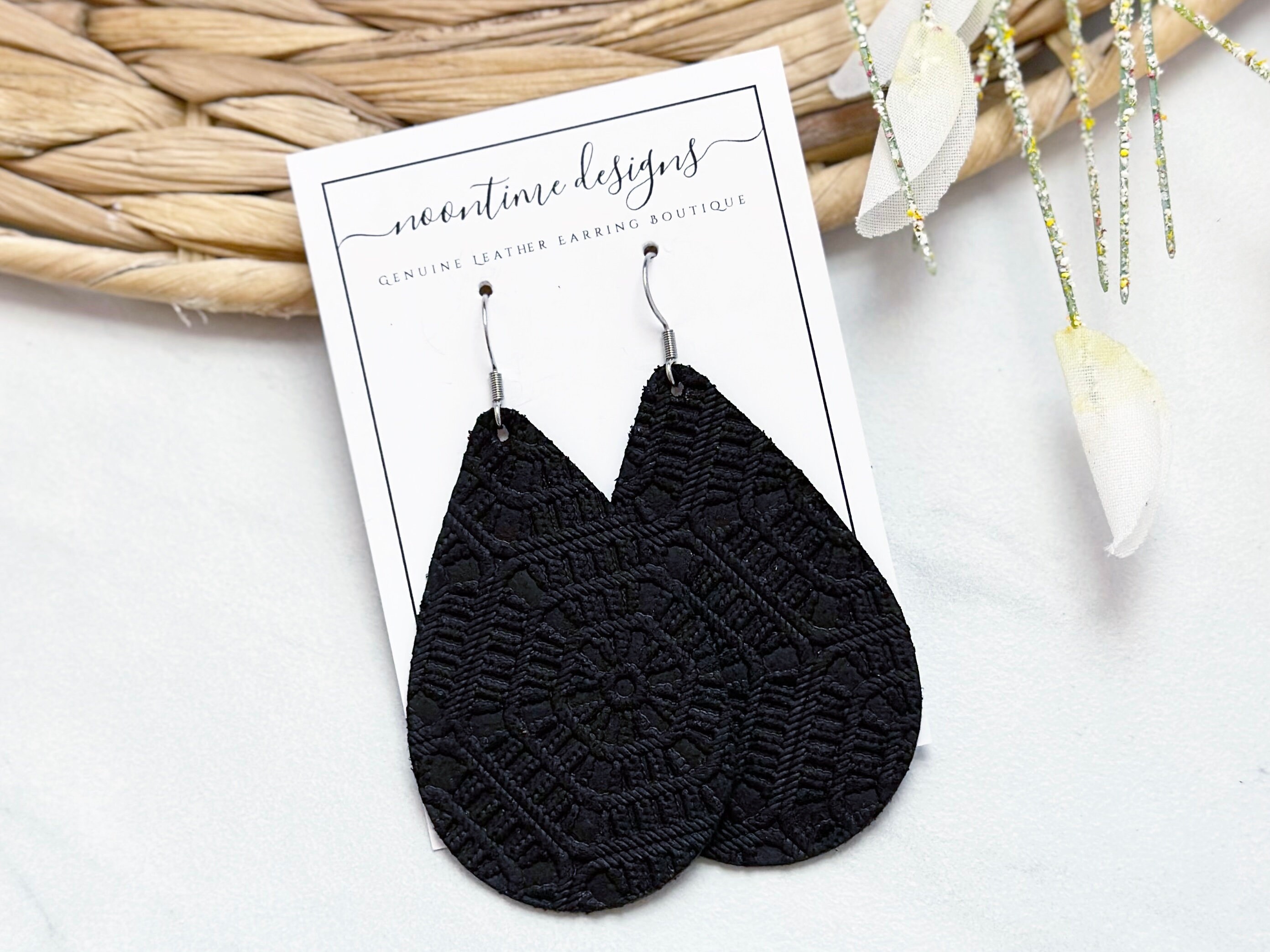Black leather earrings paparazzi deals