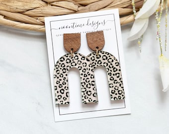 5.00 ACRYLIC EARRING SALE!  Beige Leopard Acrylic Arch Earrings, Neutral Acrylic Earrings, Neutral Leopard Earrings, Trendy Earrings