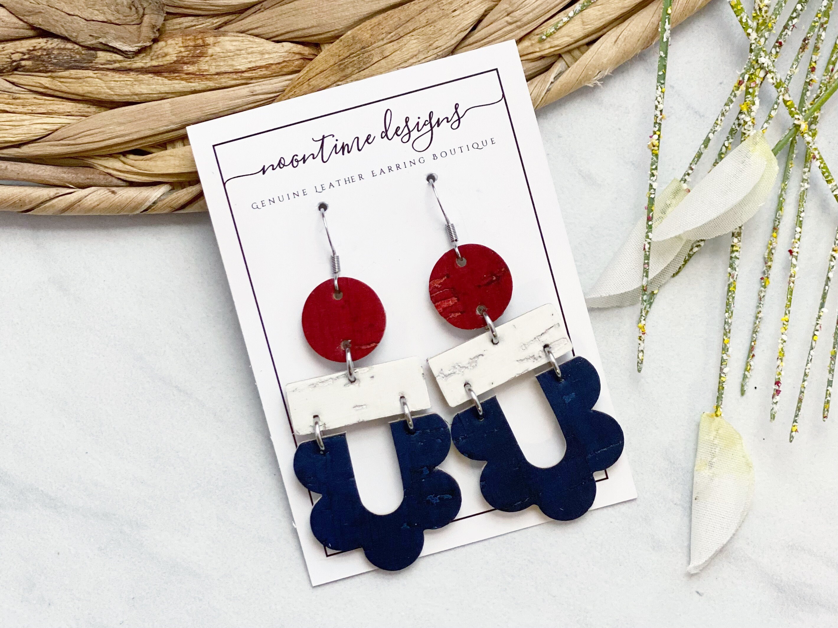 Patriotic Earrings Fourth of July Earrings Red White Blue